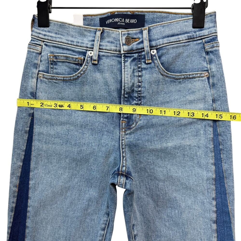 VERONICA BEARD Beverly Two-Tone Skinny Flare Jean in Ripple Dust - Picture 7 of 10